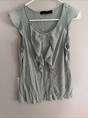 The Limited Light Mint Green Ruffle Front Sleeveless Top